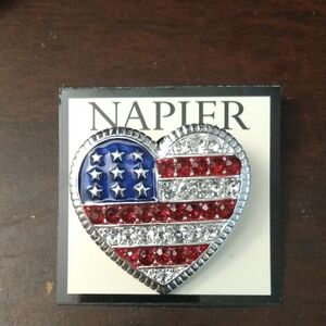 * CLEARANCE * Napier American Flag Heart Brooch